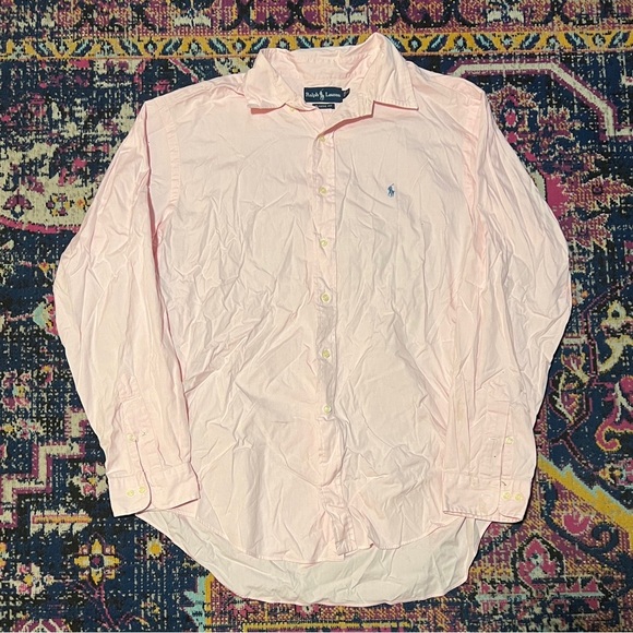 POLO RALPH LAUREN Men Classic Fit Size 17 1/2 36-37 Pink Button Down Dress Shirt - Picture 1 of 1